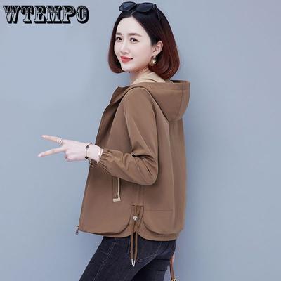 Весенне-осеннее женское новое короткое пальто, модное повседневное корейское пальто с капюшоном, повседневная ветровка для мам, женская куртка, свободная верхняя одежда, топы