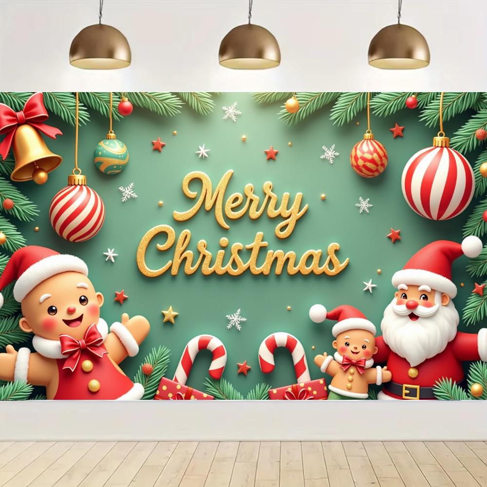 Large Polyester Merry Christmas Banner Outdoor and Home Garden Santa Claus Decorations for Christmas Holiday Party Backg