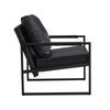 Black Reading Armchair with Black Metal Frame, Modern Leisure Armchair made of Faux Leather, Single Sofa for Living Room, Bedroom, Office
