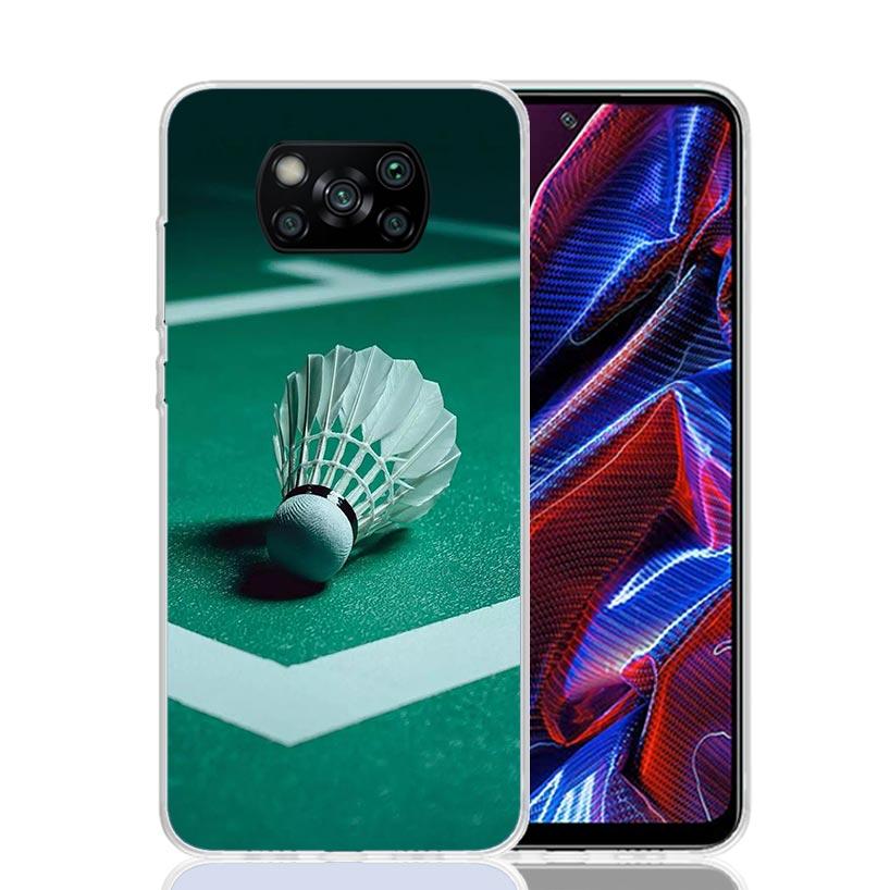 Спортивный чехол для телефона с бадминтоном для Xiaomi Poco X7 X6 X5 Pro F7 Ultra Redmi 15C 15 13 13C 12 12C 10 10A 10C 9 9A 9C 9T Чехол Poco X7