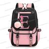 Подростковые рюкзаки Black Pink 26 инициалов Цветок Алфавит от А до Я Большая вместимость Харадзюку Мода Молния Эстетичный Школьная сумка для студентов
