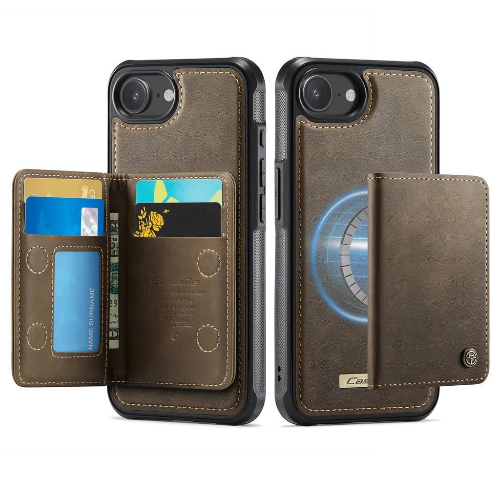 Для iPhone 17e Магнитный Кошелек 2-в-1 Съемный Держатель для Карт с RFID-блокировкой Подставка Ударопрочный Чехол-книжка из Искусственной Кожи