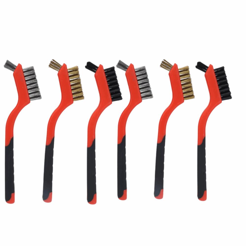 6pcs Curved Handle Grip Kitchen Tool Metal Scrubber Portable Wire Brush Set Gas Stove Cleaning
