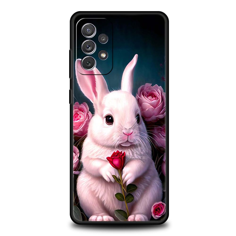 Милый Кролик в Фиолетовой Шляпе Чехол для Телефона для Samsung Galaxy A15 A14 A25 A54 A34 A51 A71 A72 A73 A32 A52 A52S A21S 5G TPU Чехол