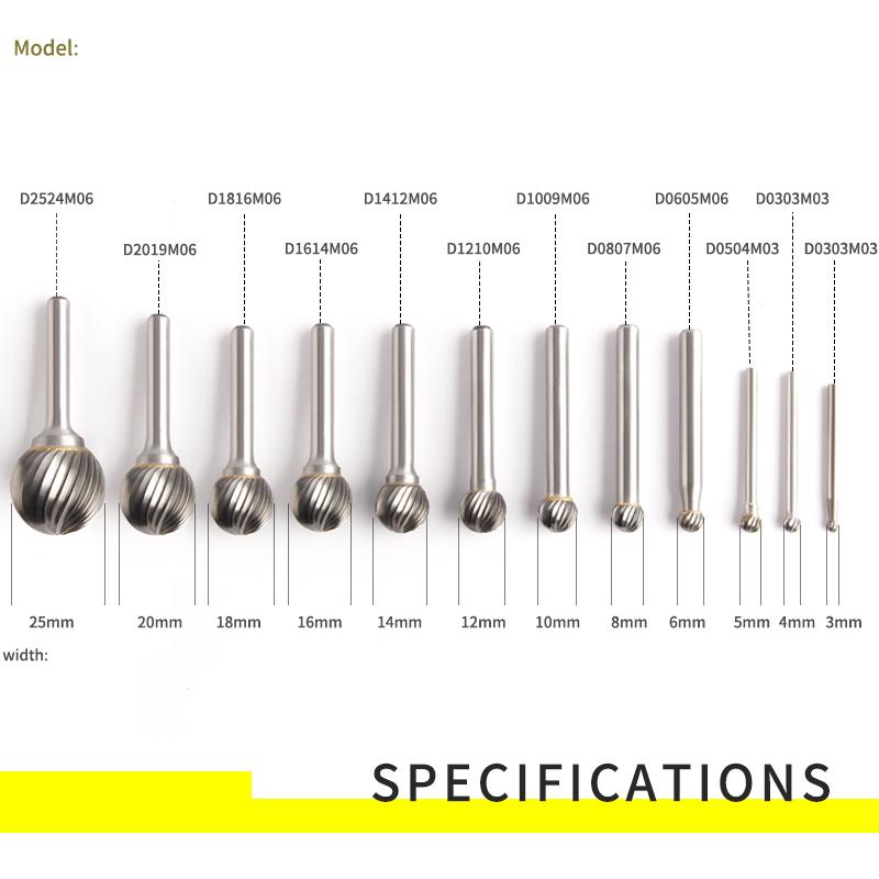 Круглый напильник из сплава YG8, 1 шт., круглый D-образный, с одним шлицем, шлифовальная головка из вольфрамовой стали для резьбы по дереву, фреза из твердого металла 3–16 мм