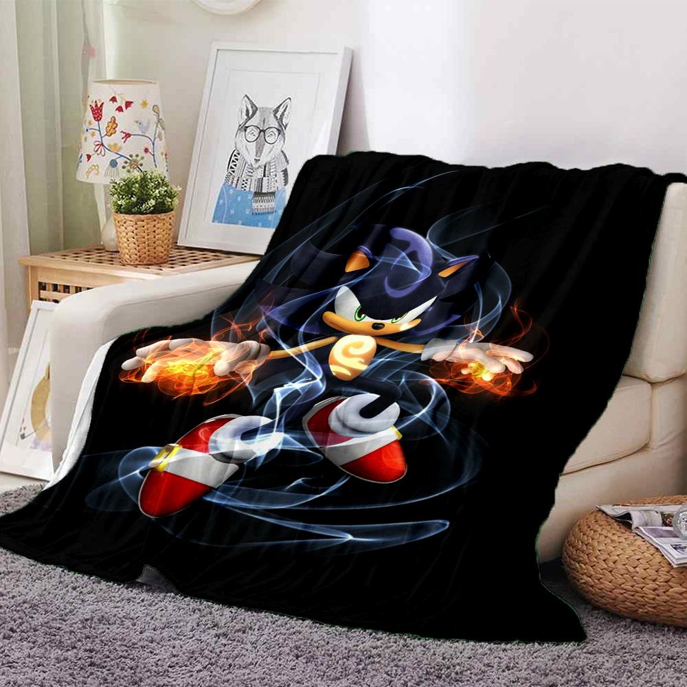Shadow Hedgehog Flannel Blanket Super Soft Warm Cozy Blanket For Sofa Bed Office Travel Allseason Home Decor Gift