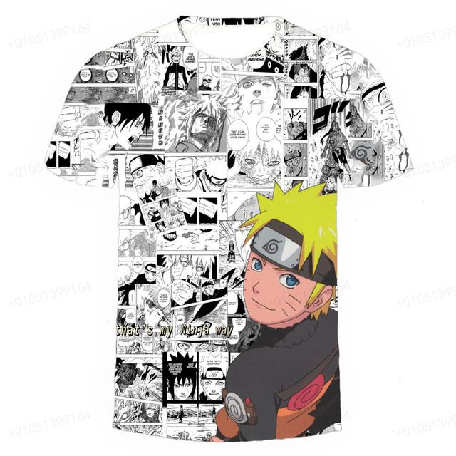 Футболки с героями мультфильмов для мальчиков и девочек, летняя детская уличная одежда с 3d принтом Наруто и короткими рукавами