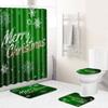 Christmas Shower Curtain Floor Mat Combination Four-Piece Set Bathroom Toilet Carpet Shower Room Mat Foot Mat