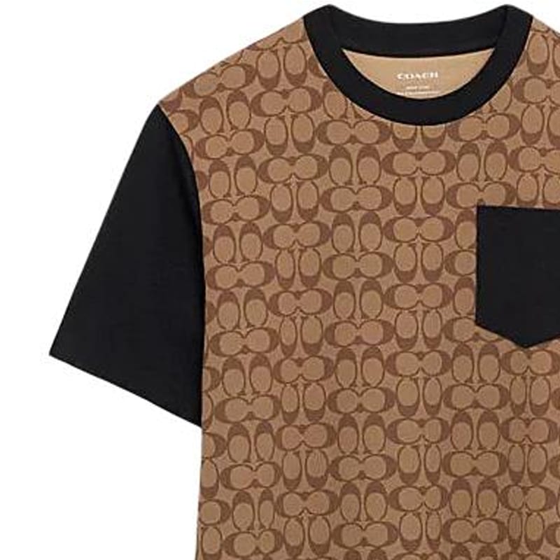 COACH T Shirts Men's Khaki Crew Neck Moderate CO789-OFZ