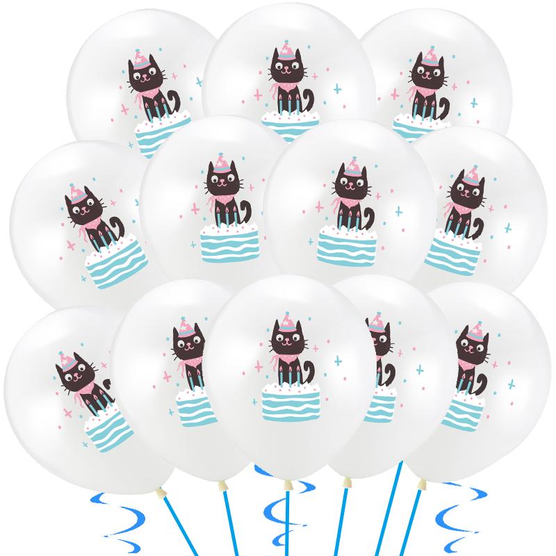 Cat Pet Dog Birthday Party Latex Balloons Cute Cartoon Kitten Print Balloons Supplies Meow Kitty Theme Balloons for Birthday