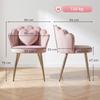 Accent Chair Velvet Upholstered Armchair Lotus Back Heart Pillow Lumbar Pillow Metal Legs Soft Pink