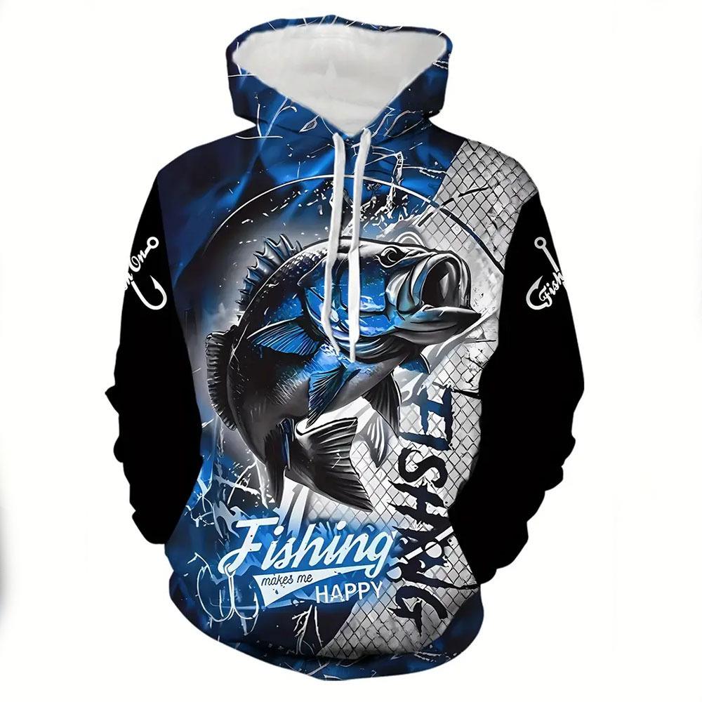 Мужская осенняя толстовка с принтом «Морские животные: свирепая рыба» - Новое поступление 2025