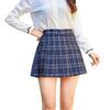 Юбка-трапеция с высокой талией и плиссировкой в клетку — женская, корейский стиль, короткая, однотонная, весна/лето 2025 г.