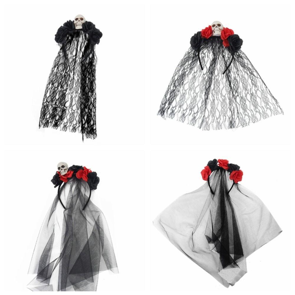 Готическая роза, череп, повязка для волос, черная, косплей, головной убор, Хэллоуин, ободок, костюм для маскарада
