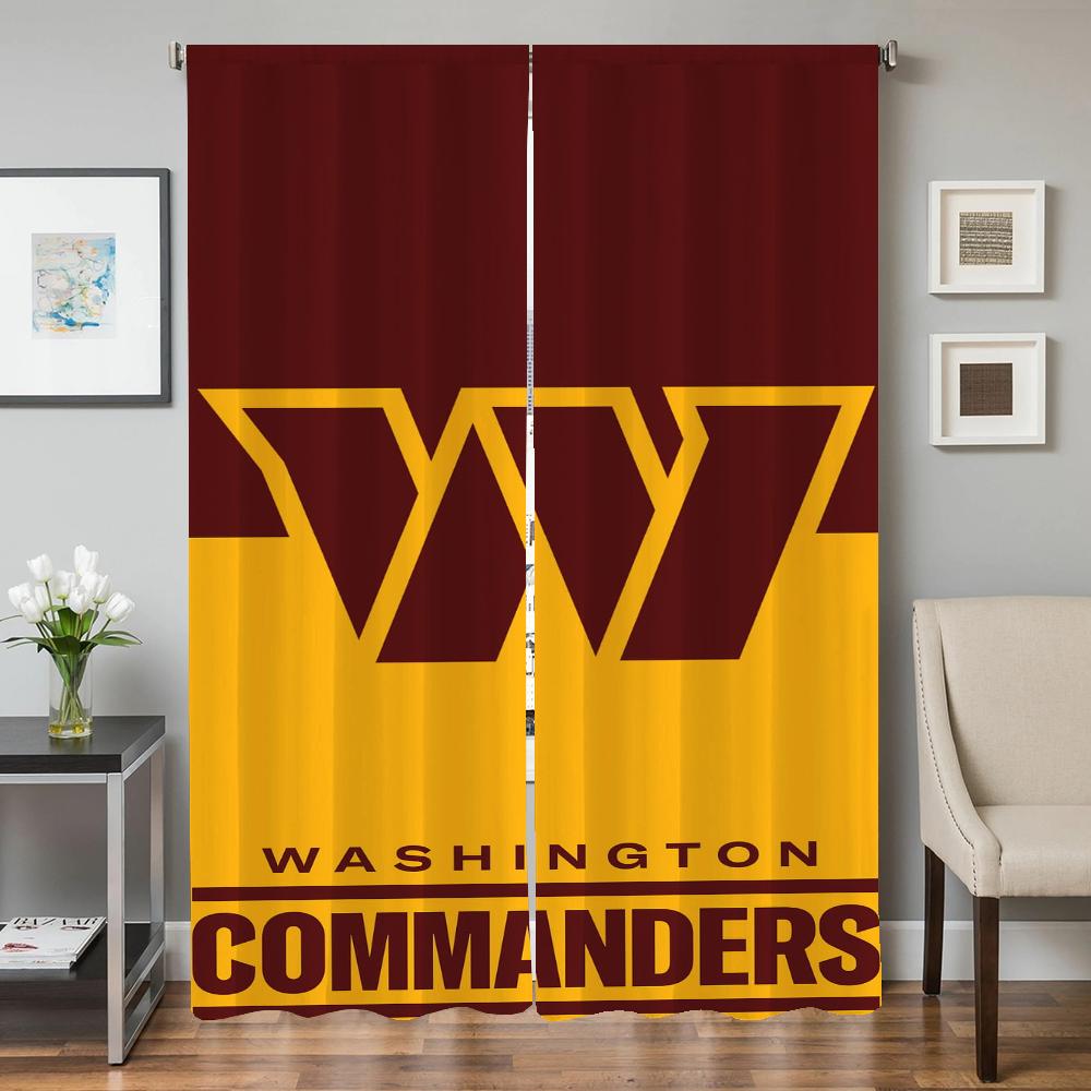 Набор из 2 кухонных штор, штора на дверь гостиной, декорация спальни Washington Commanders, перегородка, блэкаут для зоны, изготовлено из полиэстера
