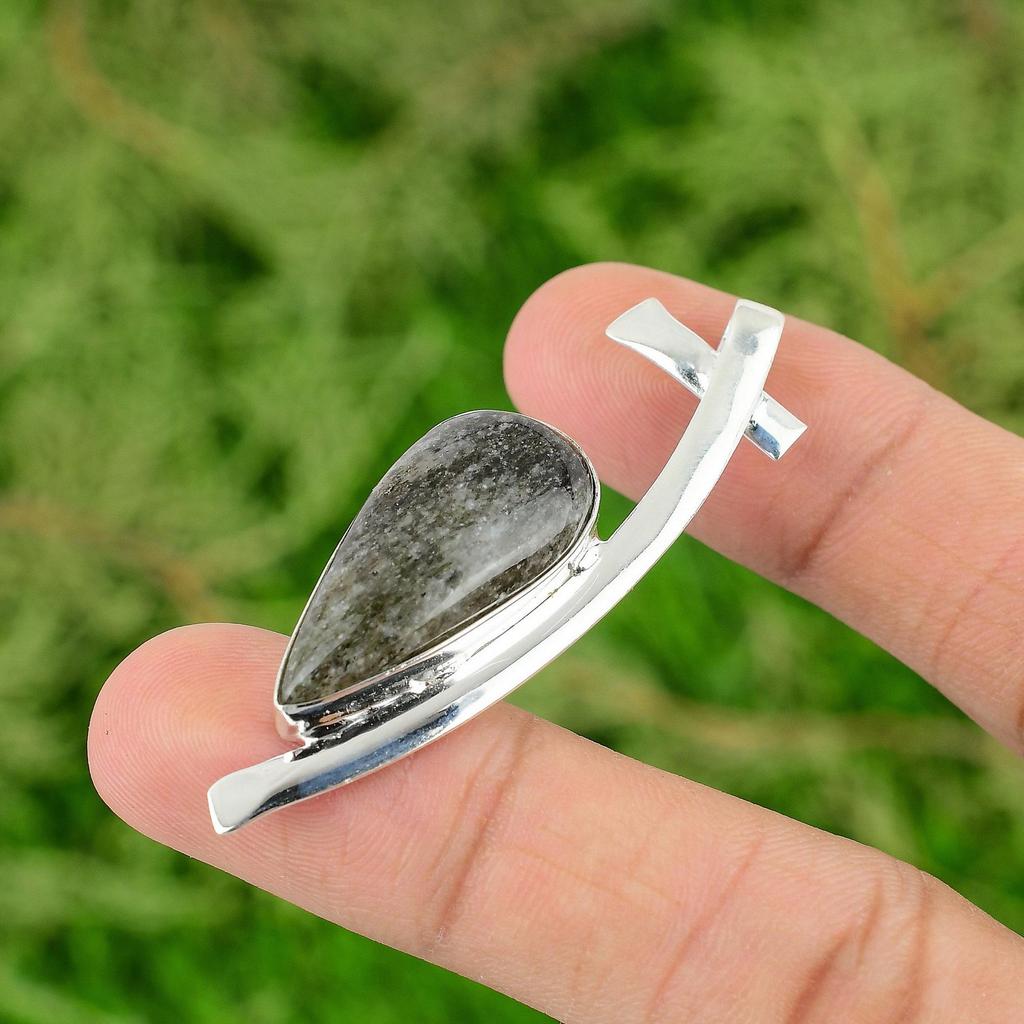 Daughters Day Sale 925 Silver Natural Black Sunstone Anniversary Wife Pendant