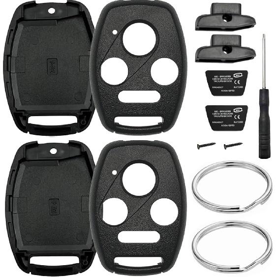 2 Pack Key Fob Shell Replacement for Honda Accord 2003-2012 / Civic EX 2006-2013 / Pilot 2009-2015 / CR-V 2005-2006 4 Button Car Keyless Entry Remote