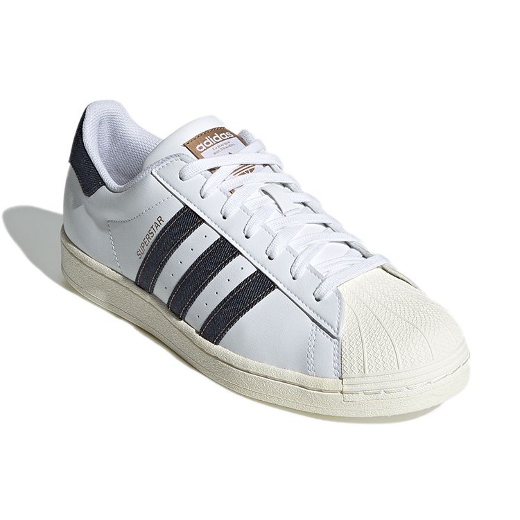 Adidas Оригинальные кроссовки Superstar с низким верхом, унисекс, белые/синие, GX5187
