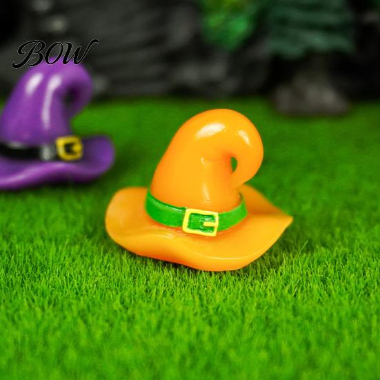 Aquarium Landscaping Props Mini Halloween Witch Hat Ornaments, Resin Wizard Figurines for Retro Party Decor Succulents Pots Moss Micro-Landscapes And