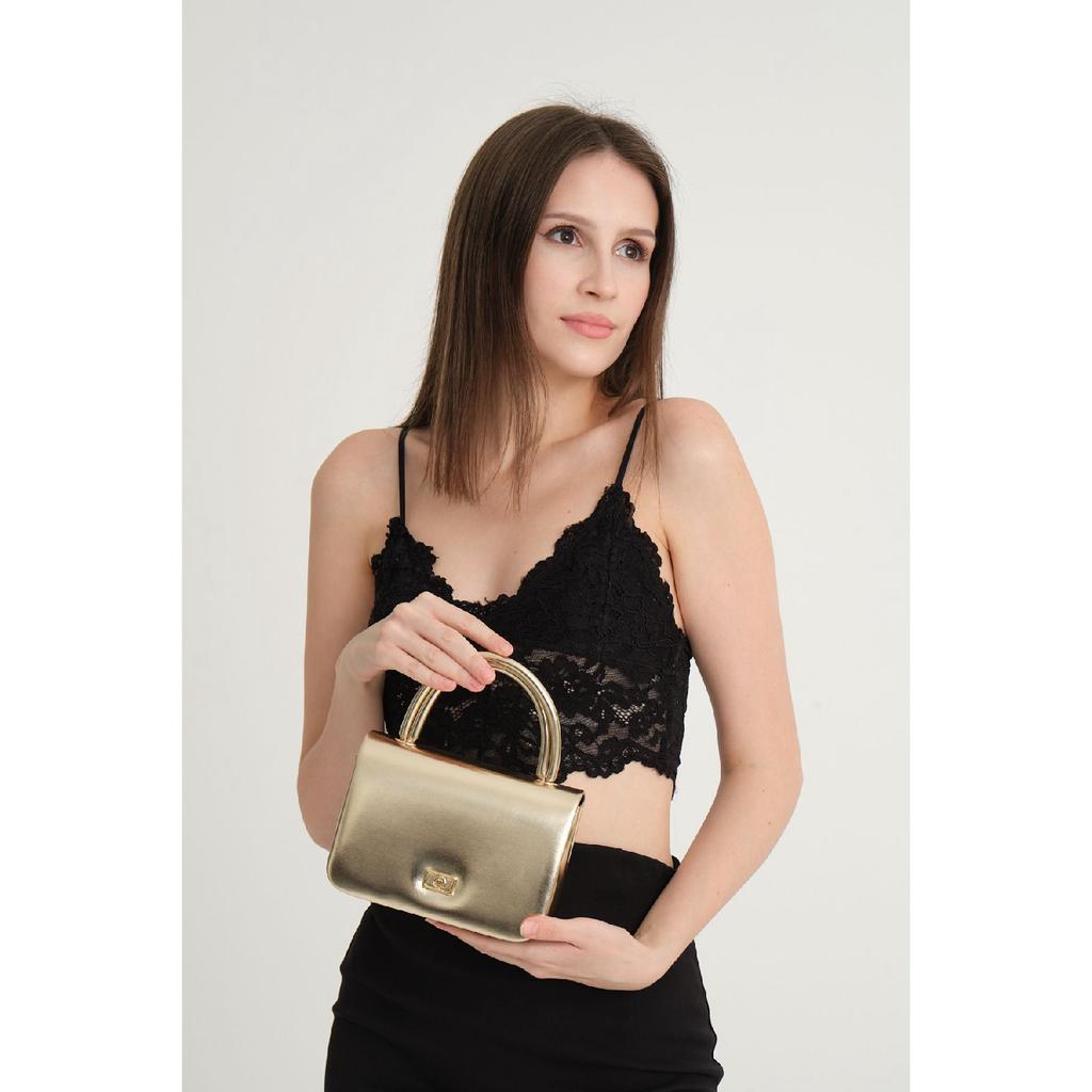 Женская сумка золотого цвета с золотым блестящим ремешком-цепочкой Женская сумка на плечо Сумка для вечернего платья