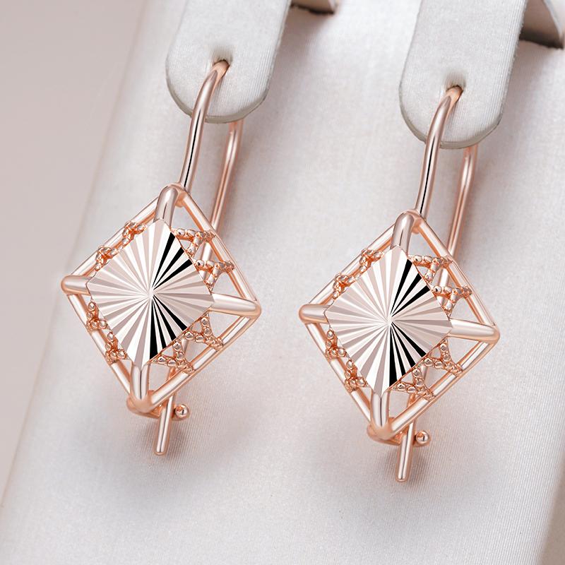 Необычные серьги-подвески цвета розового золота для женщин, геометрические, полые, с цветочным узором, аксессуары, повседневные винтажные украшения