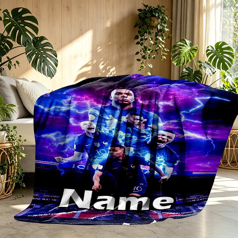 Custom Name Personalized Kylian Mbappe Print Blanket, Home Decor, Bedroom, Sofa, Camping, Couch, Gifts for Birthday ChristmasEnthusiasts