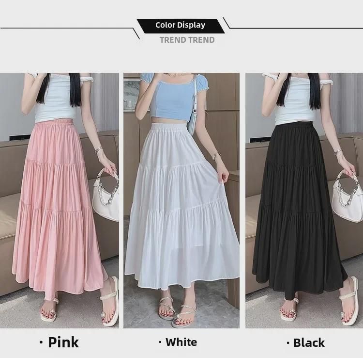 High White Womens 2024 Waist Aline Midi Skirt Spliced Slimming Versatile Casual