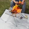 Portable Folding Firepit with Stainless Steel Grill Mesh Easy Setup Collapsible Outdoor Camping Picnic BBQ Grill Wood Burning Charcoal with