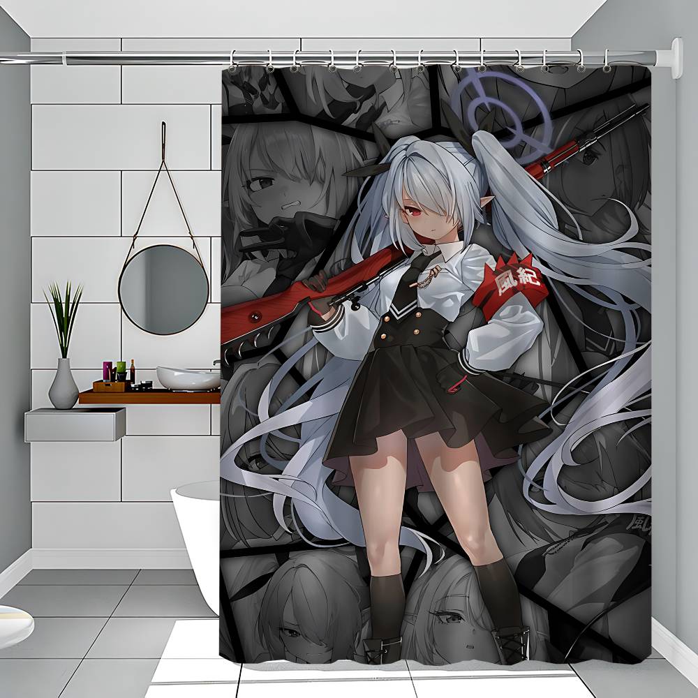 Game N-Nikke Waterproof Polyester Shower Curtain Waterproof Bathroom Curtain Liners 90X180Cm With 12 Hooks