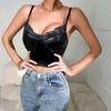 Сексуальный женский жилет Бюстгальтер с черным ремешком и v-образным вырезом Кружевные укороченные топы Майки Европа Америка Сексуальный кожаный ремешок Соблазнительный тонкий жилет