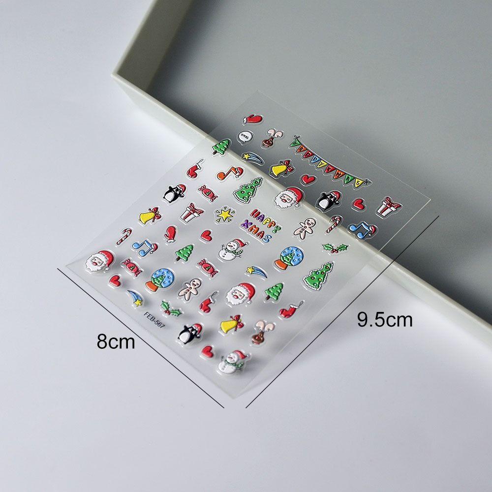 Милые рождественские маникюрные наклейки снежинки маникюр дизайн ногтей Decoratio 5D рельефные наклейки для ногтей женские