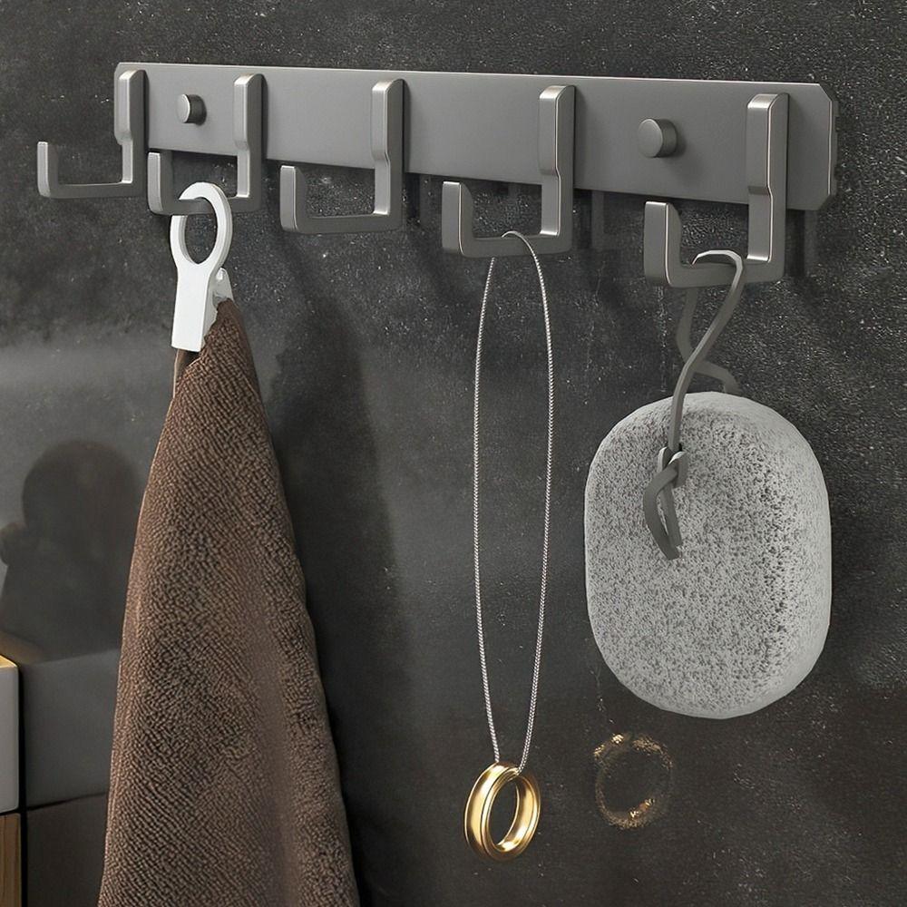 Black/White/Grey Towels Robe Hook Wall Hanging Door Back Clothes Hook Space Aluminum Row Hook Home