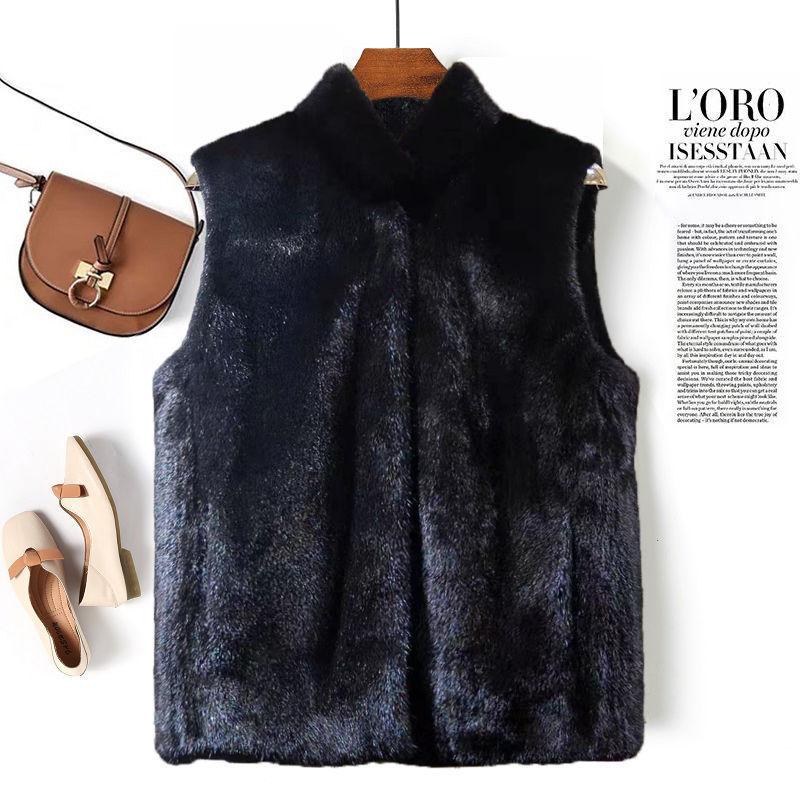 Меховая интегрированная водонепроницаемая норковая жилетка куртка осень и зима новая средняя и пожилая большой размер свободная модная темпераментная короткая жилетка