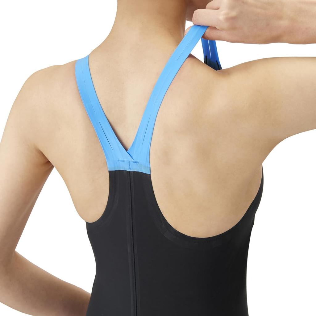 Купальник гоночный цельный черный x синий [Arena] (Закрытая спина/половина ноги) Женский (БКБЛ)