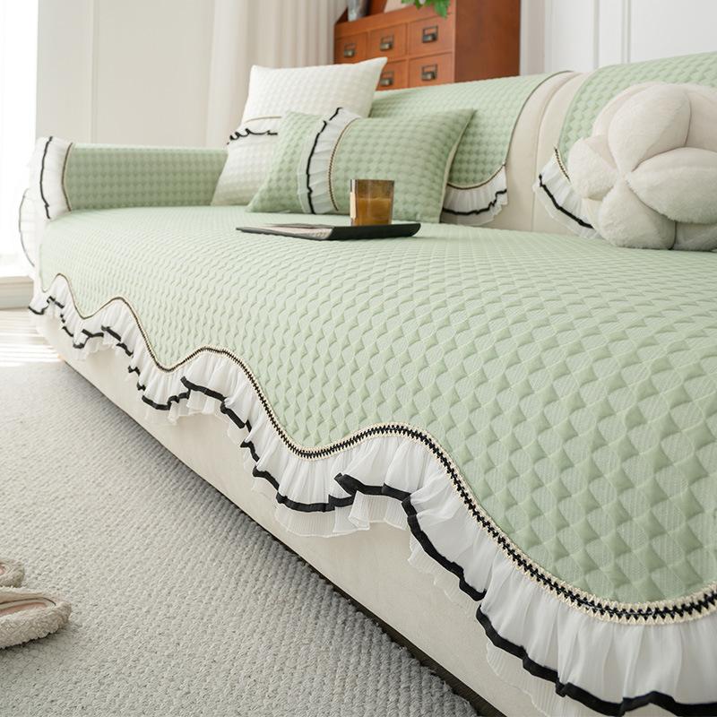 New Summer Cool Ice Silk Sofa Cushion High-End Skirt Special-Shaped Seat Cushion Straight Row Sofa Mat Cover Cloth
