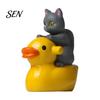 Забавная фигурка утки с кошкой, милая мини-фигурка на утке, аксессуары для миниатюрного сказочного сада, статуэтка для маленьких горшечных растений, аксессуары для микроландшафта