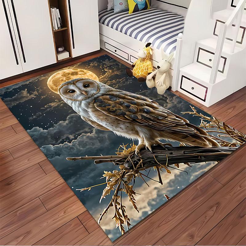 Barn Owl With Moonlit Sky suitable as a non-slip mat for the living room or bedroom sofa