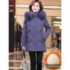 Mom's Mid-Length Fleece-Lined Down Cotton Coat - Petite, Middle-Aged & Elderly Women's Winter Jacket