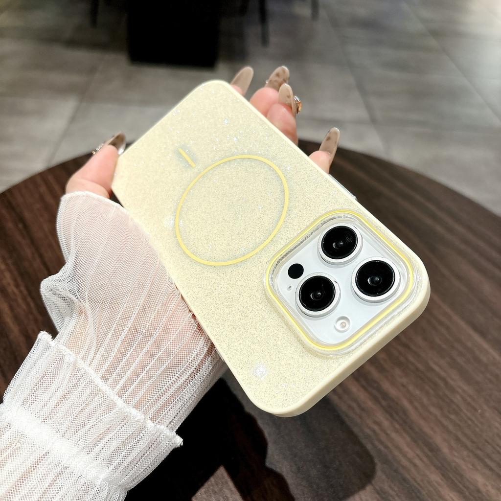 For IPhone16 New Thin Circle Magnetic Phone Case for Apple 15promax Starry Sky Glitter Protective Case