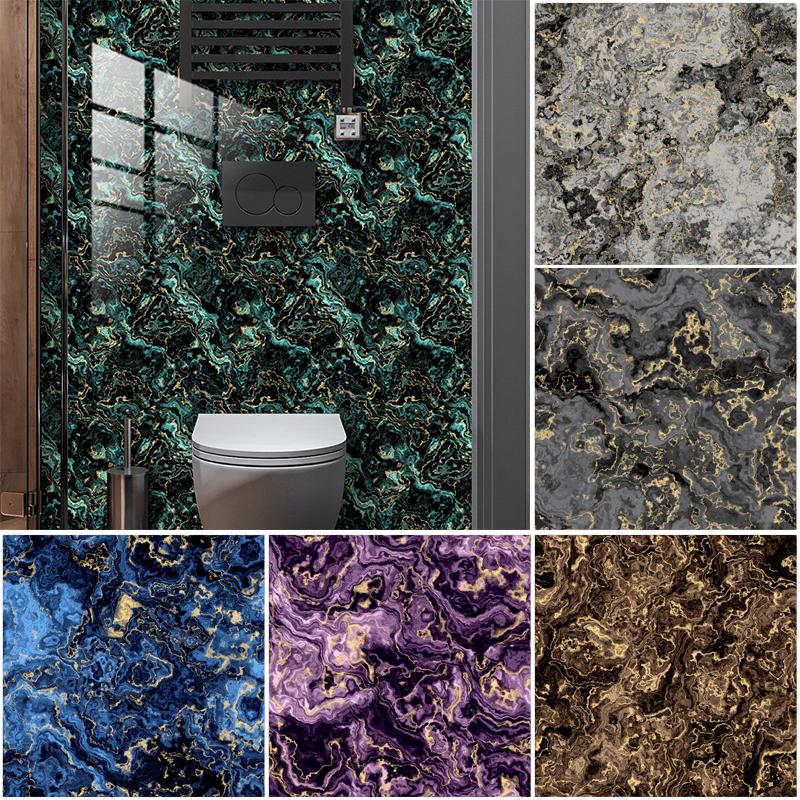 10pcs/set Bathroom PVC Fake Marble Tile Sticker Crystal Wall Sticker Self-adhesive