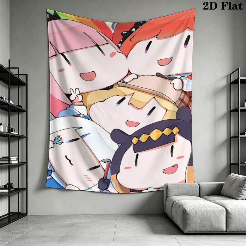 Gawr Gura Wall Tapestry Aesthetic Wall Hanging Printed Fabric Blanket Decorative Tapestries for Bedroom Living Room Home Decor