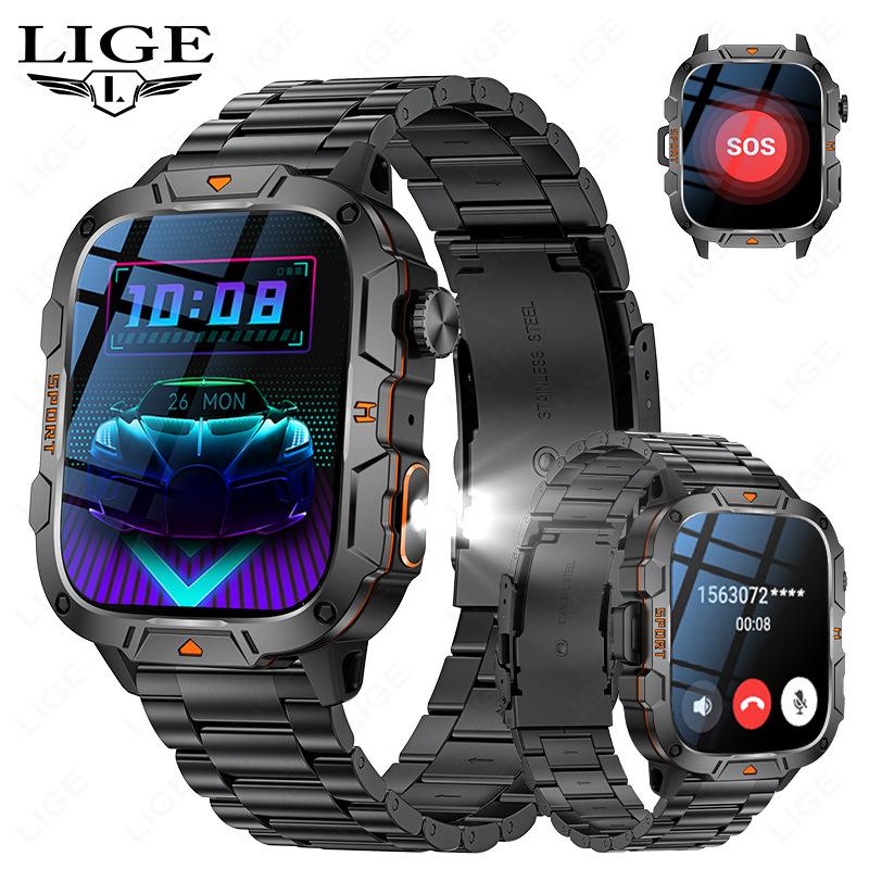 QX12 Smart Watch with Bluetooth Calling Heart Rate Blood Pressure Blood Oxygen Monitor IP67 Waterproof Fitness Watch Black