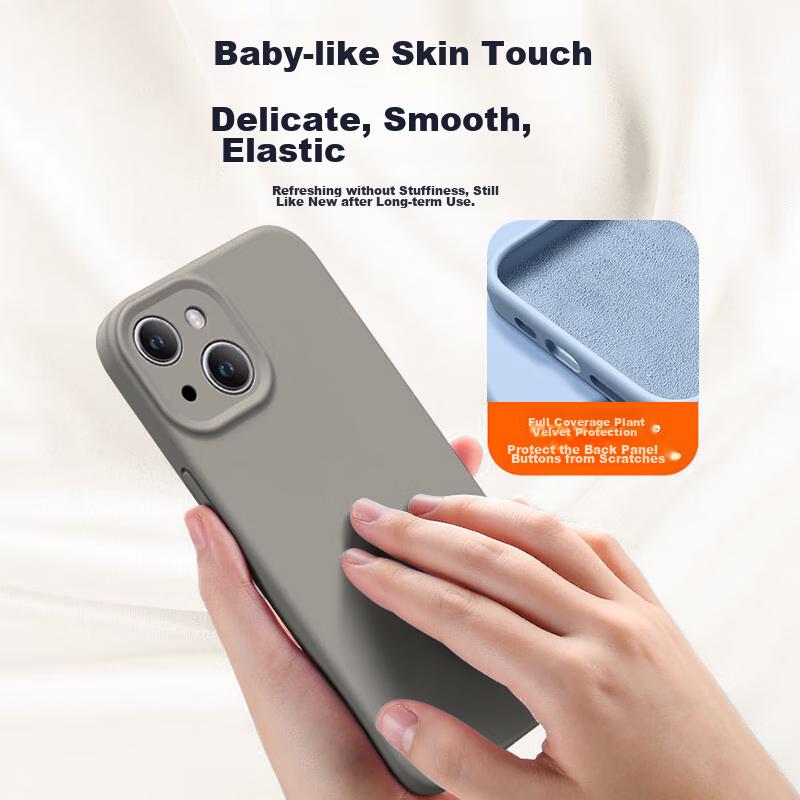 NEYAA IPhone 15 Case, IPhone 15 Protective Cover with Full Lens Protection, Liquid Silicone Ultra-Thin Shockproof Simple Soft Case, Graphite Gray