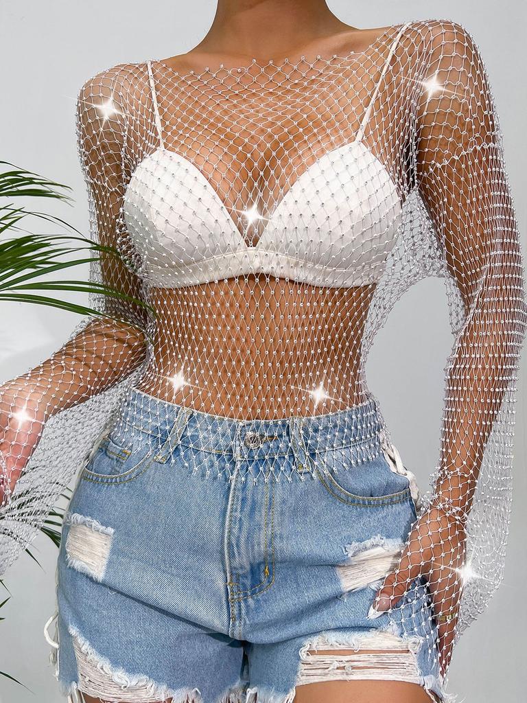 Женская футболка с сетчатыми ромбами