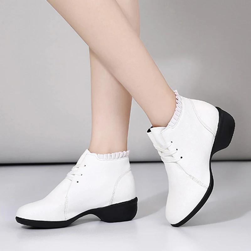 Обувь для латинских танцев, сальса, бальные туфли, женская обувь с мягкой подошвой, дышащая искусственная кожа, женская обувь для тренировочных танцев, каблук 4 см, женские танцевальные кроссовки