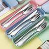 3/4pcs Portable Stainless Steel Cutlery Suit with Storage Box Chopstick Fork Spoon Knife Travel Tableware Set Camping Cutlery