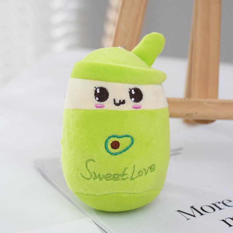 Adorable Plush Fruit Boba Tea Cup Keychain 12cm Stuffed Toy Backpack Charm