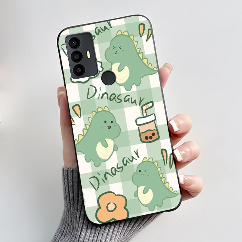 Cute Case For TCL 30 SE Protective Cover For TCL 30E Funda For TCL 306 305 Printing Shell Soft Silicone Cartoon Black Casing