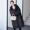Женская утепленная одежда на пуху с капюшоном, утолщенная, с лентами, длинная пуховая одежда, большое одеяло, ниже колена, повседневная женская куртка