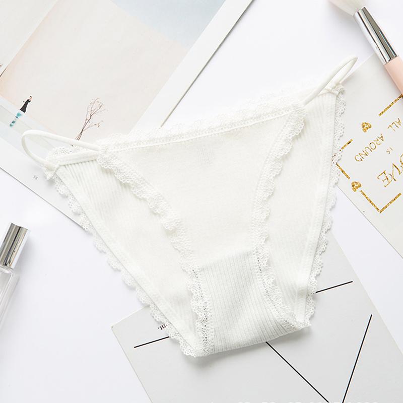 Sweet Girl Panties Lace Edge Thin Waistband Cotton Crotch Briefs
